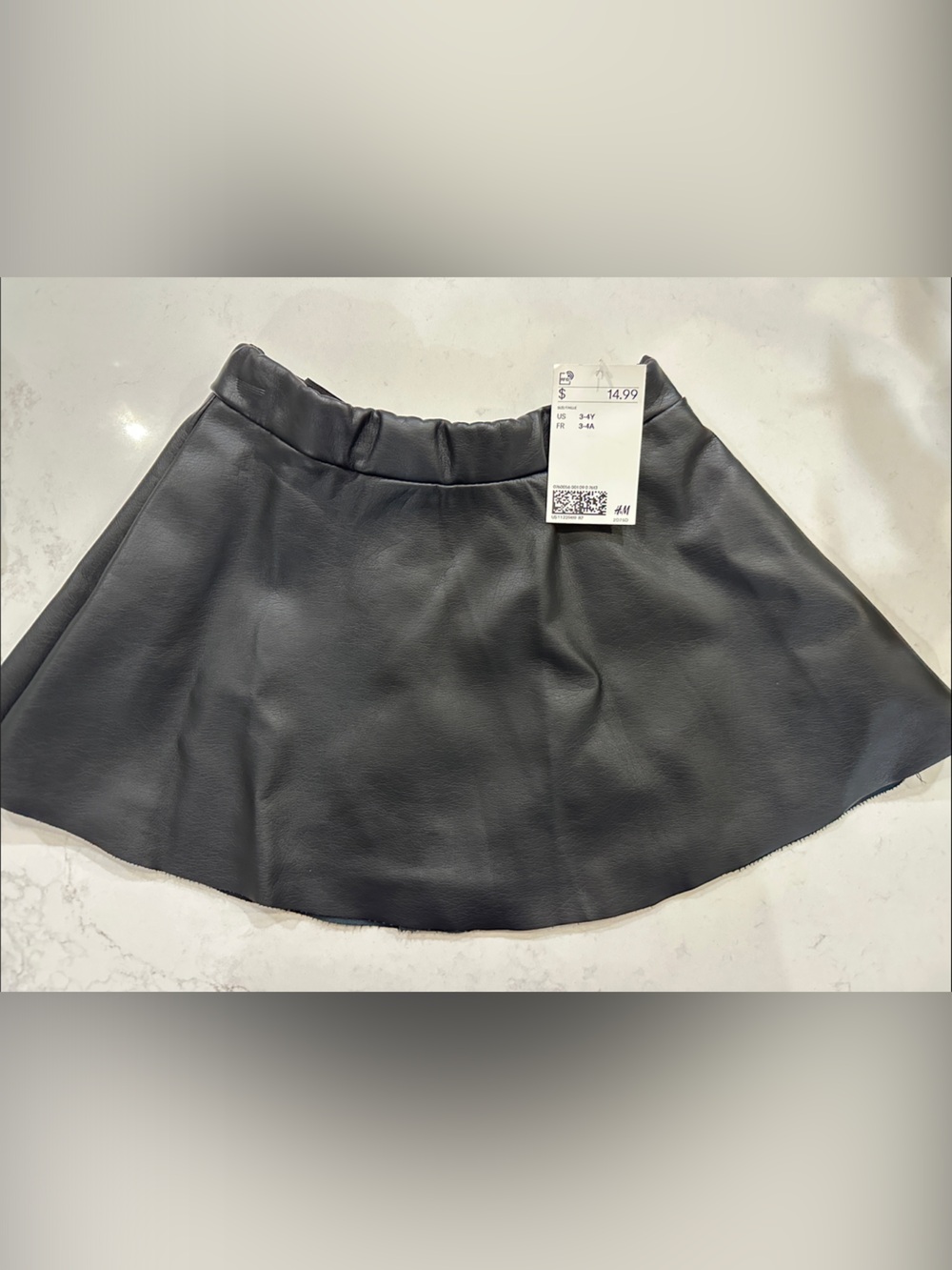 H&M Black Faux Leather Skater Mini Skirt